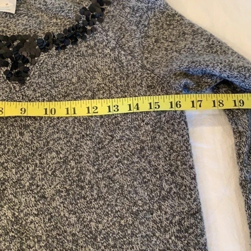 J crew 100% lambs wool long sleeve sweater black sequins detail